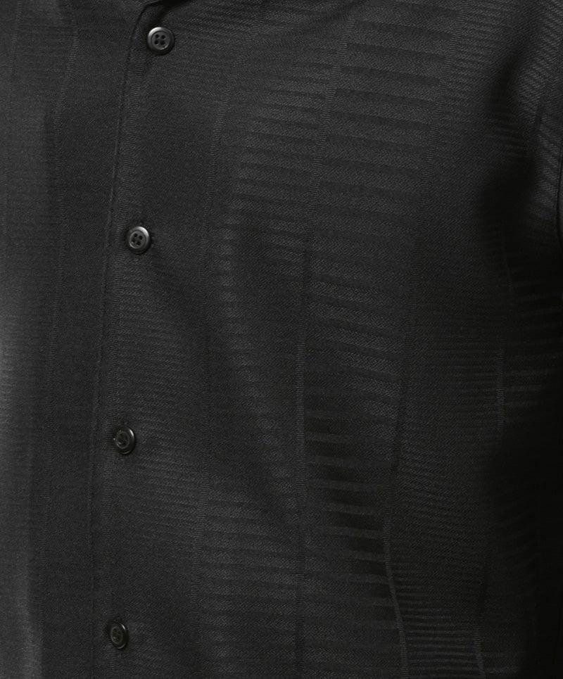 Black Tone-on-Tone Design 2 Piece Long Sleeve Walking Suit Set Product Image