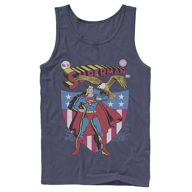 Men's DC Comics Superman Stars And Stripes Poster Tank Top, Size: Small, Blue Product Image