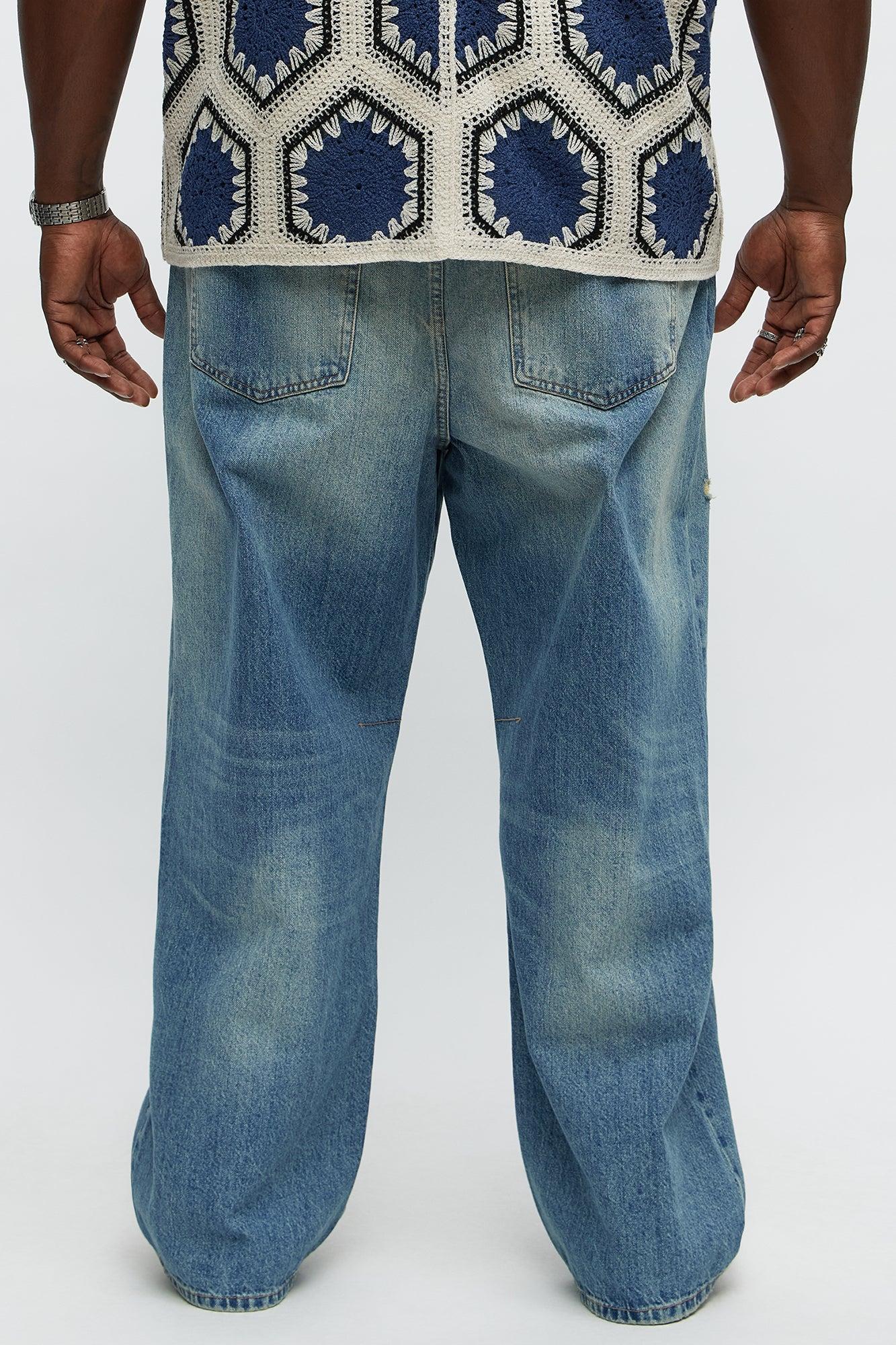 In The Bay Baggy Jeans - Medium Blue Wash Product Image