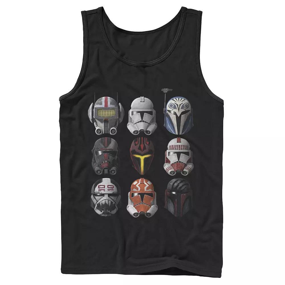Men's Star Wars: The Clone Wars Clone Helmets Tank Top, Size: XL 30, Black Product Image