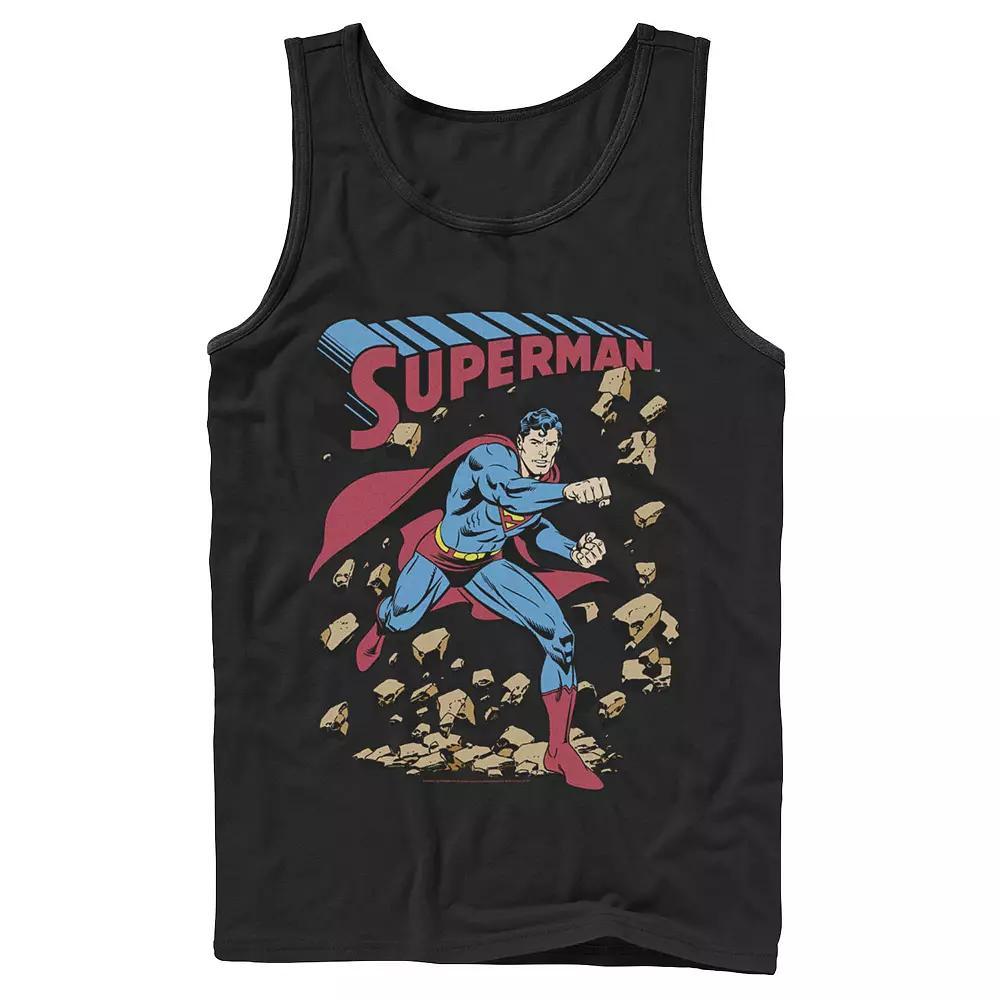 Men's DC Comics Superman Smash Rocks Vintage Poster Tank Top, Size: Large, Athletic Grey Product Image