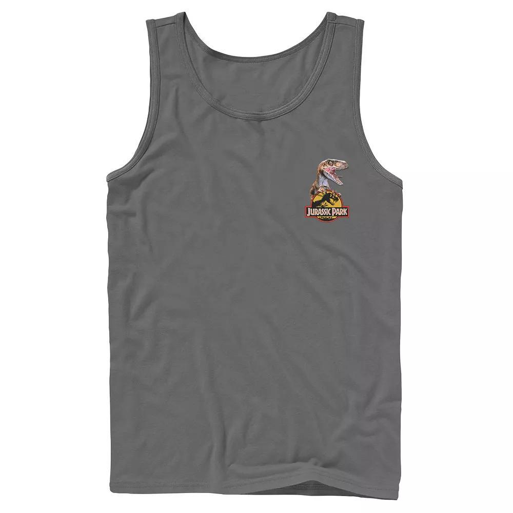 Men's Jurassic Park Tilted Retro Grid Logo Tank Top, Size: Small, Blue Product Image