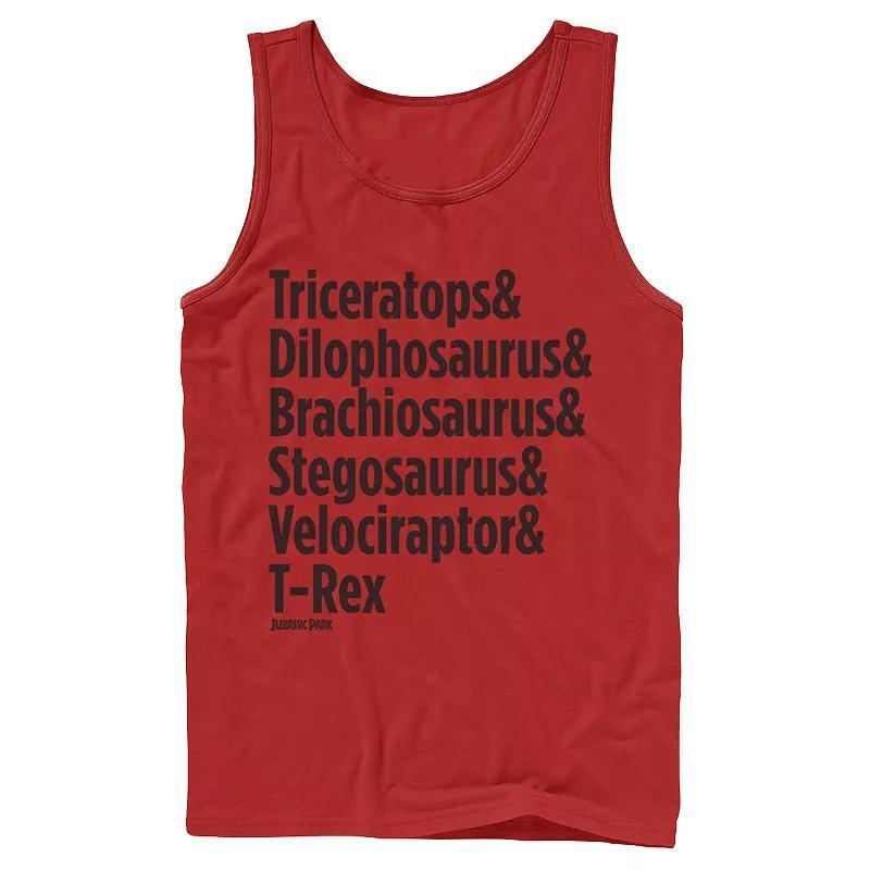 Men's Jurassic Park Dinosaur Names Tank Top, Size: Small, Blue Product Image