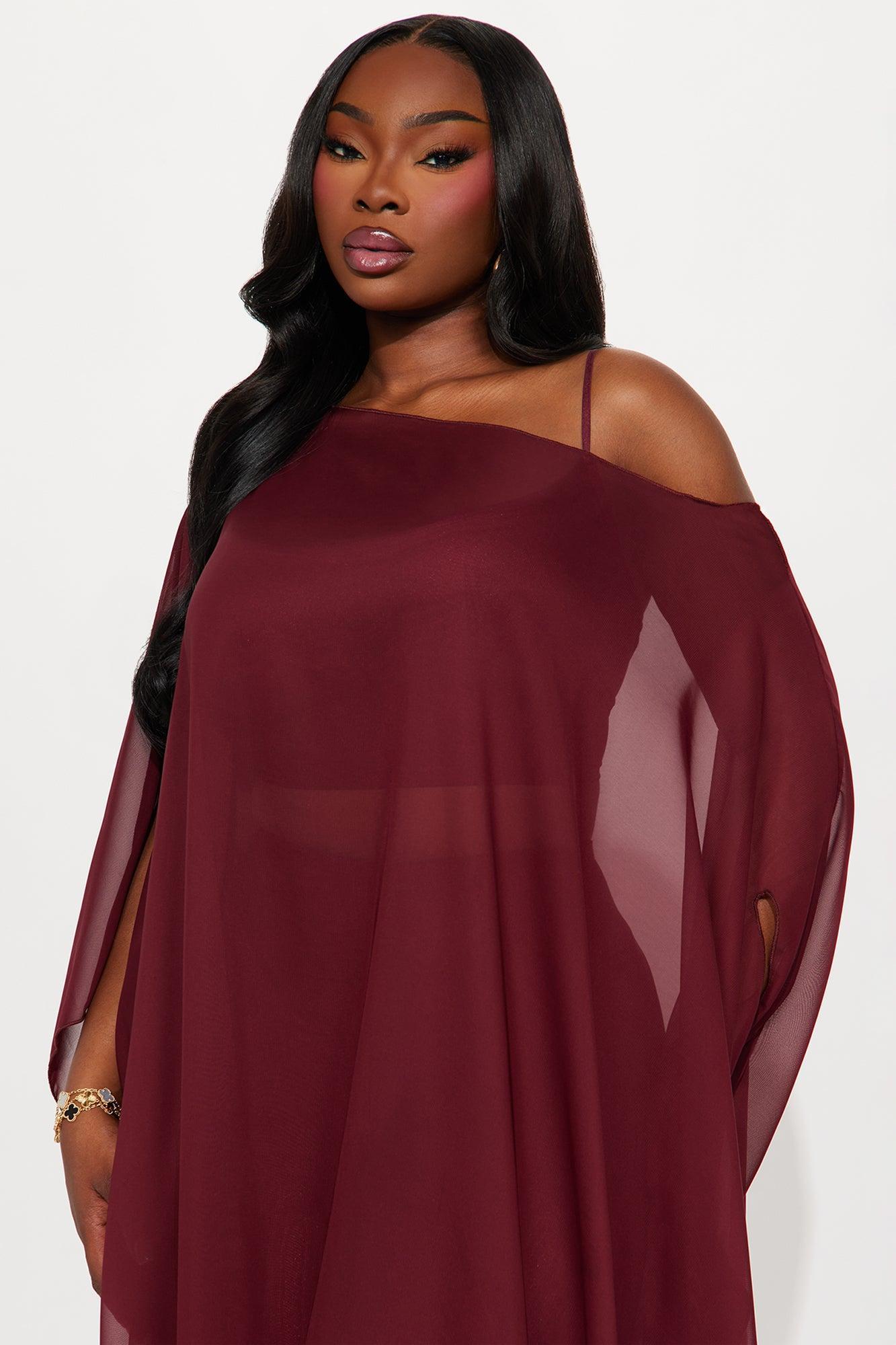 Just A Glimpse Draped 3 Piece Pant Set - Burgundy Product Image
