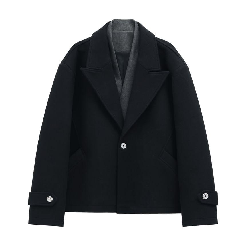 Mock Two-Piece Two-Tone One-Buttoned Jacket Product Image
