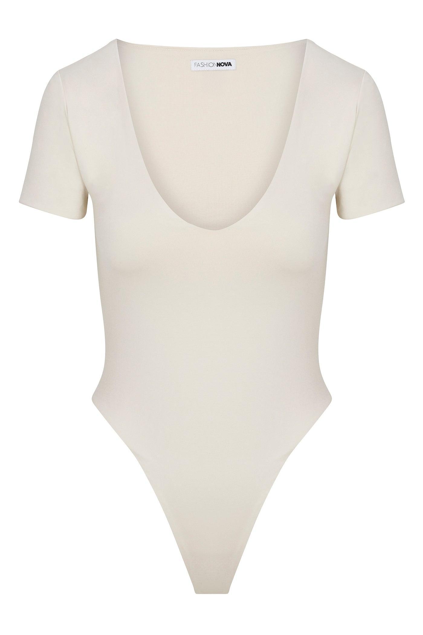 Contour Double Lined Short Sleeve High Cut Bodysuit - Bone Female Product Image