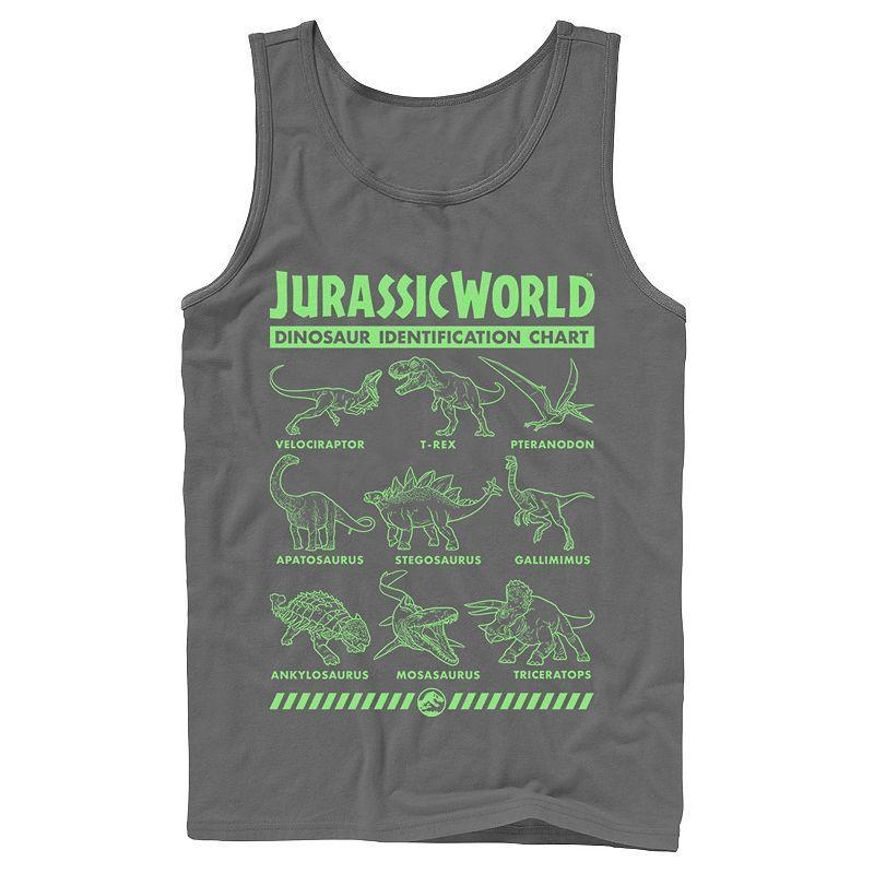 Men's Jurassic World Two Dino Gradient ID Chart Tank Top, Size: XL, Black Product Image
