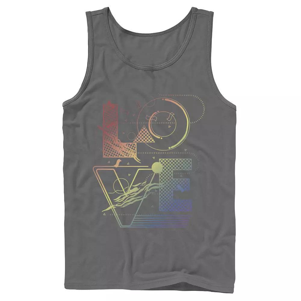 Men's Love Pride Eighties-Inspired Text Tank Top, Size: XL, Grey Product Image