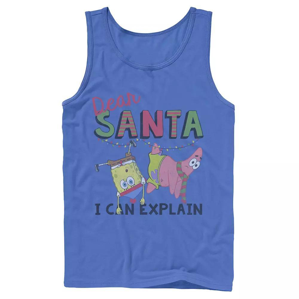 Men's Nickelodeon SpongeBob SquarePants Santa I Can Explain Graphic Tank Top, Size: Small, Blue Product Image