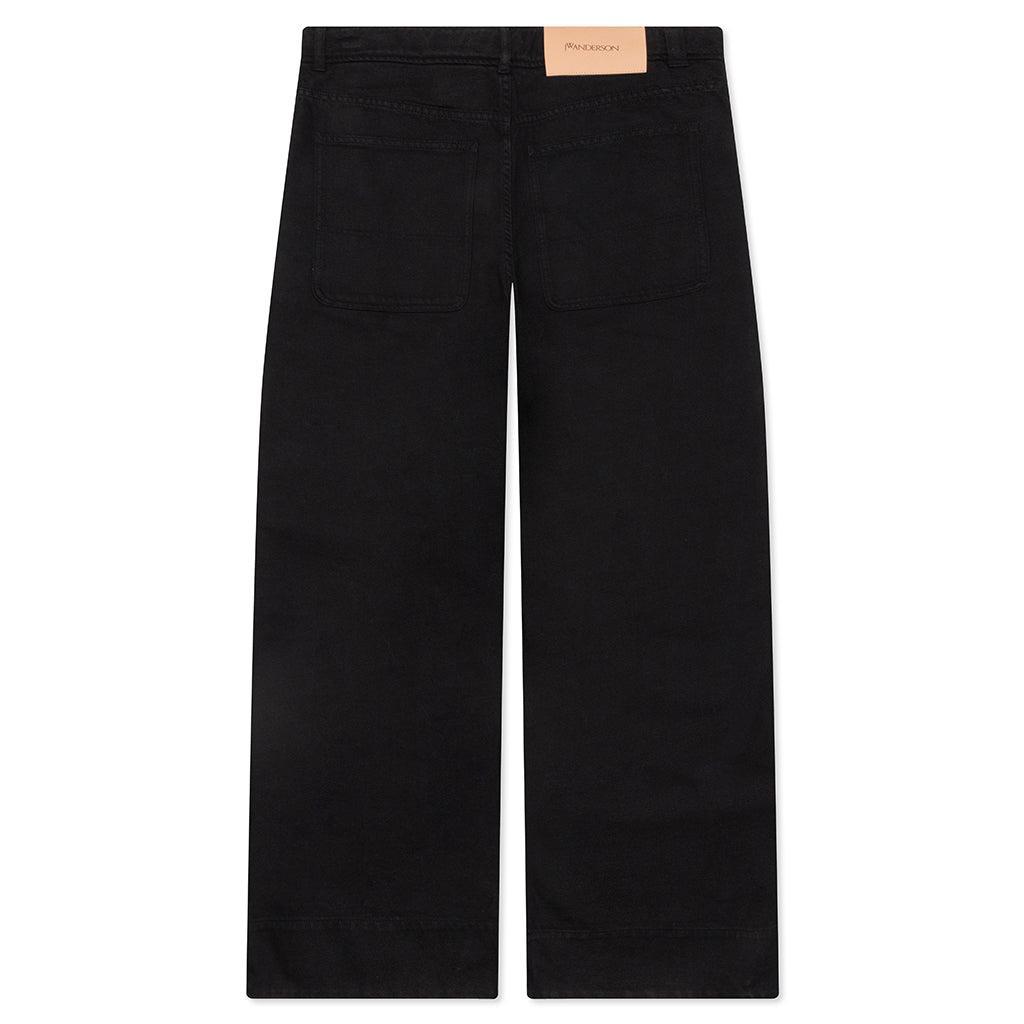 High Waist Wide Leg Trousers - Black Male Product Image
