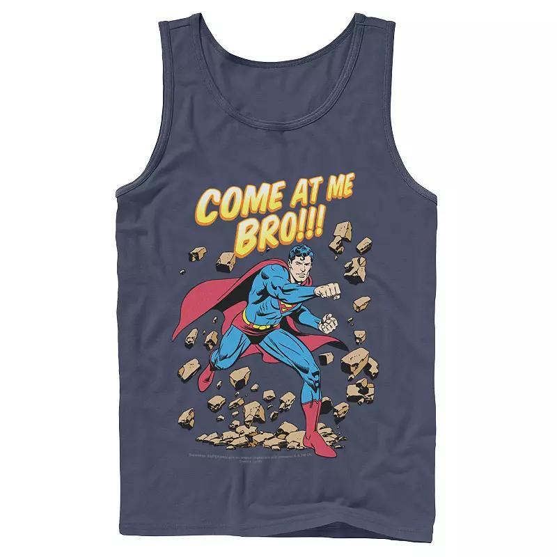 Men's DC Comics Superman Come At Me Bro Text Poster Tank Top, Size: Small, Blue Product Image