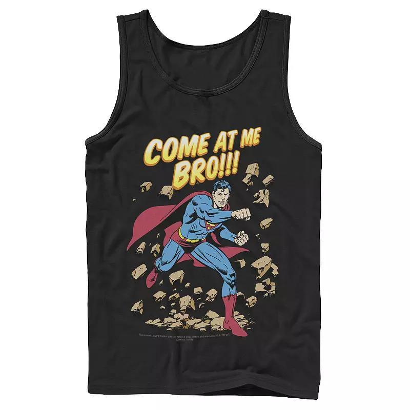 Men's DC Comics Superman Come At Me Bro Text Poster Tank Top, Size: XL, Black Product Image