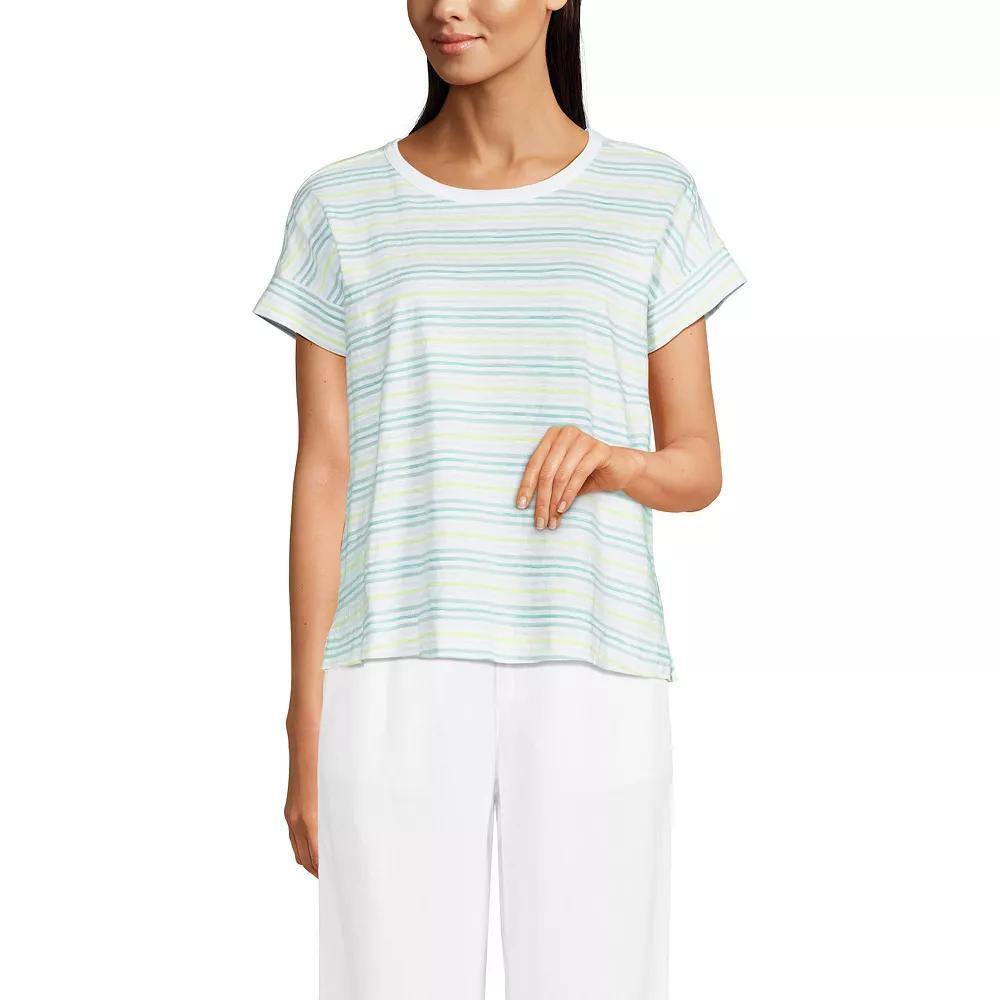 Women's Lands' End Short Sleeve Boxy Slub Tee, Size: Small, Ivory Product Image