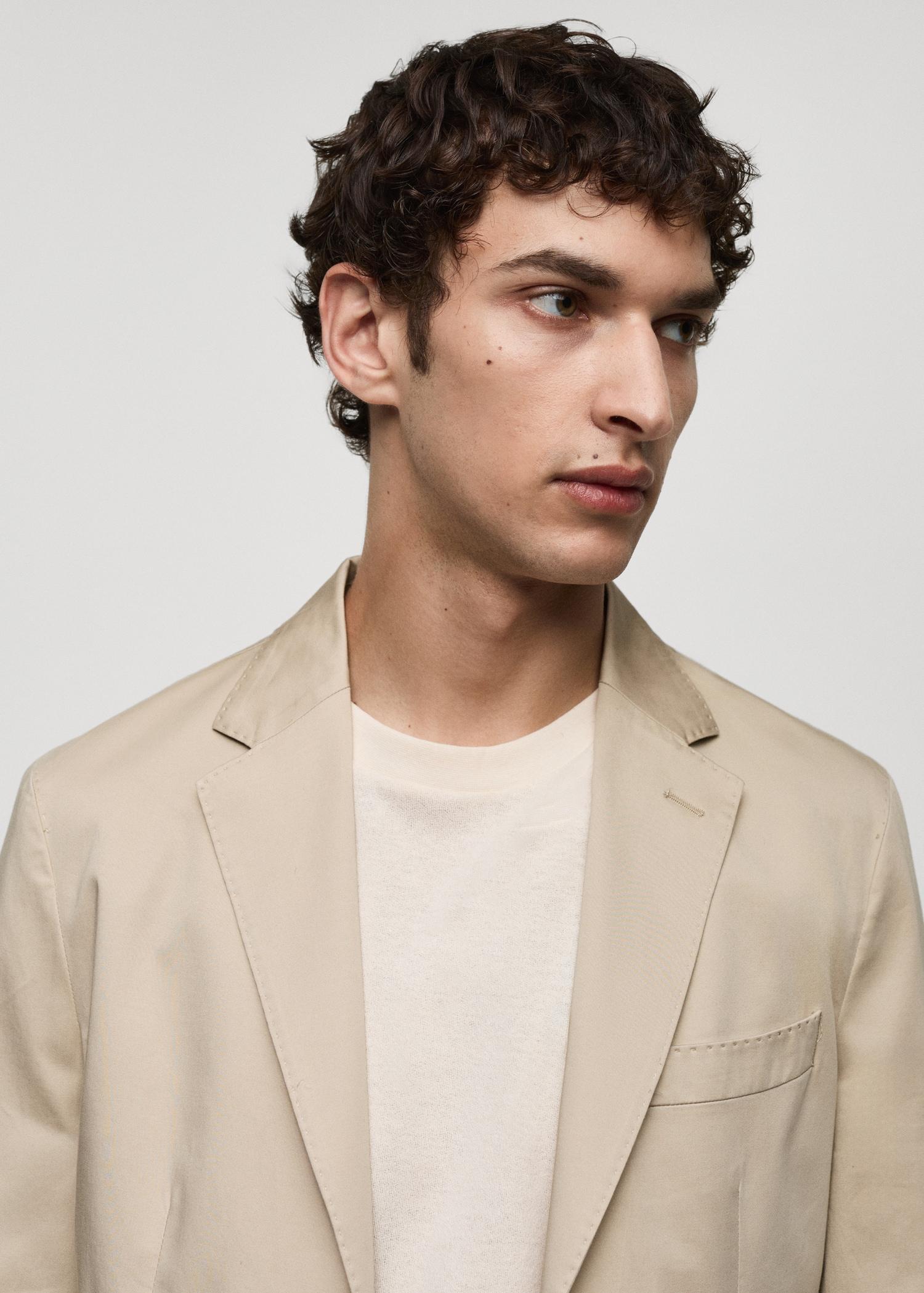 Slim fit cotton blazer - Men | MANGO USA Product Image