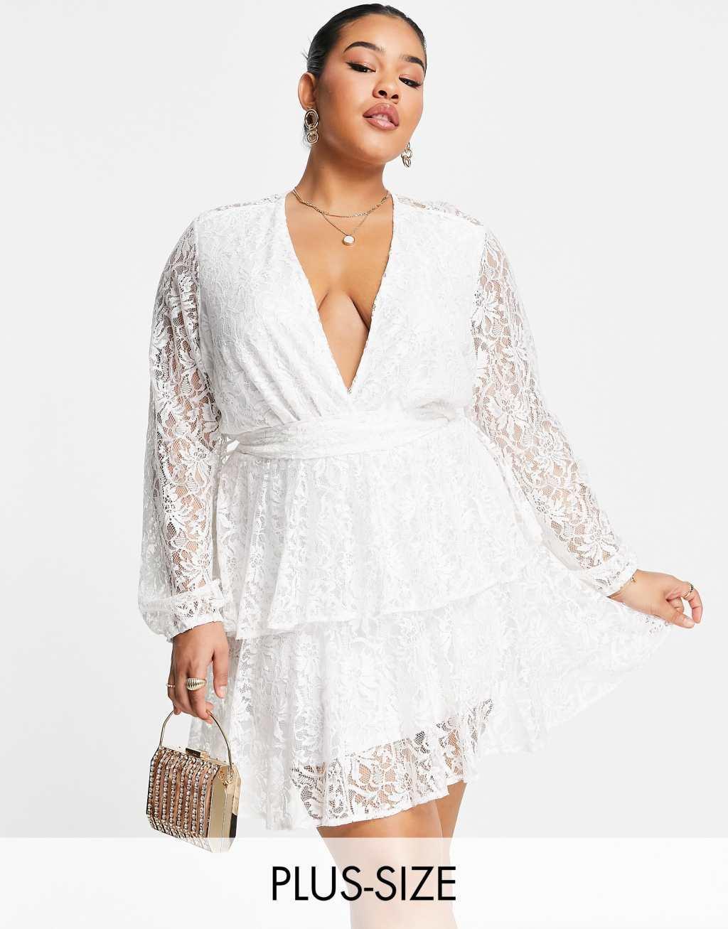 John Zack Plus lace long sleeve mini dress Product Image