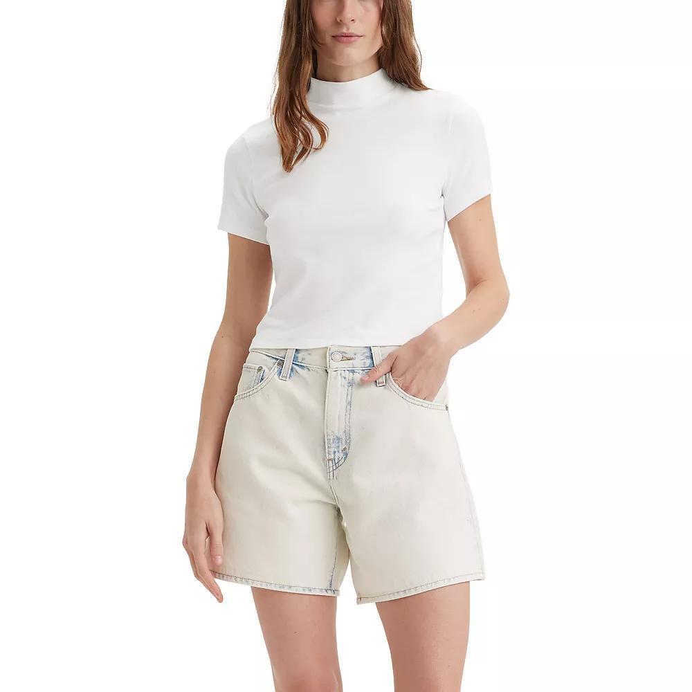 Women's Levi's® Effortless Short Sleeve Mock Neck Tee, Size: Large, Grey Night Product Image