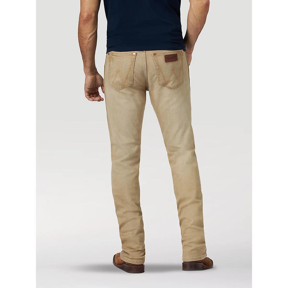 Men's Wrangler Retro® Premium Slim Fit Straight Leg Jean in Tan Product Image
