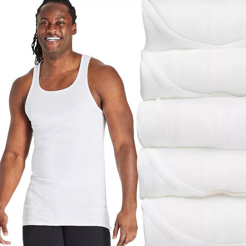 Tall Hanes Ultimate 5-Pack Men's White Cotton Tank Undershirt, Size: Large Tall Product Image