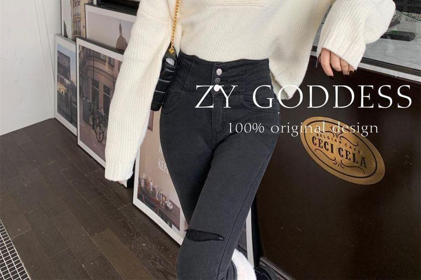 V-Neck Plain Sweater Product Image