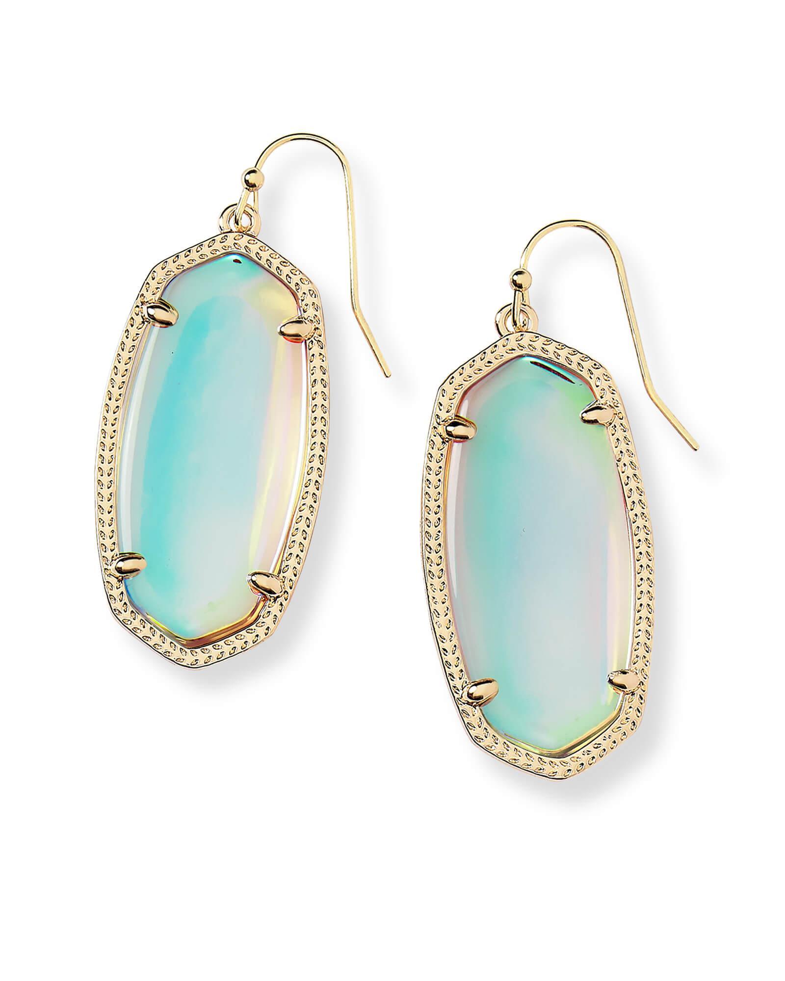 Elle Gold Drop Earrings in Dichroic Glass Product Image