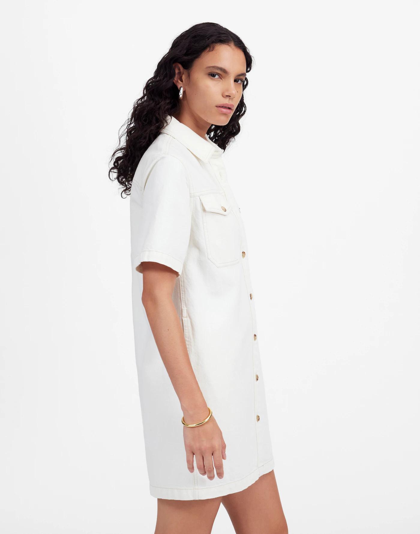 Denim Boxy Shirtdress in Vintage Canvas Product Image