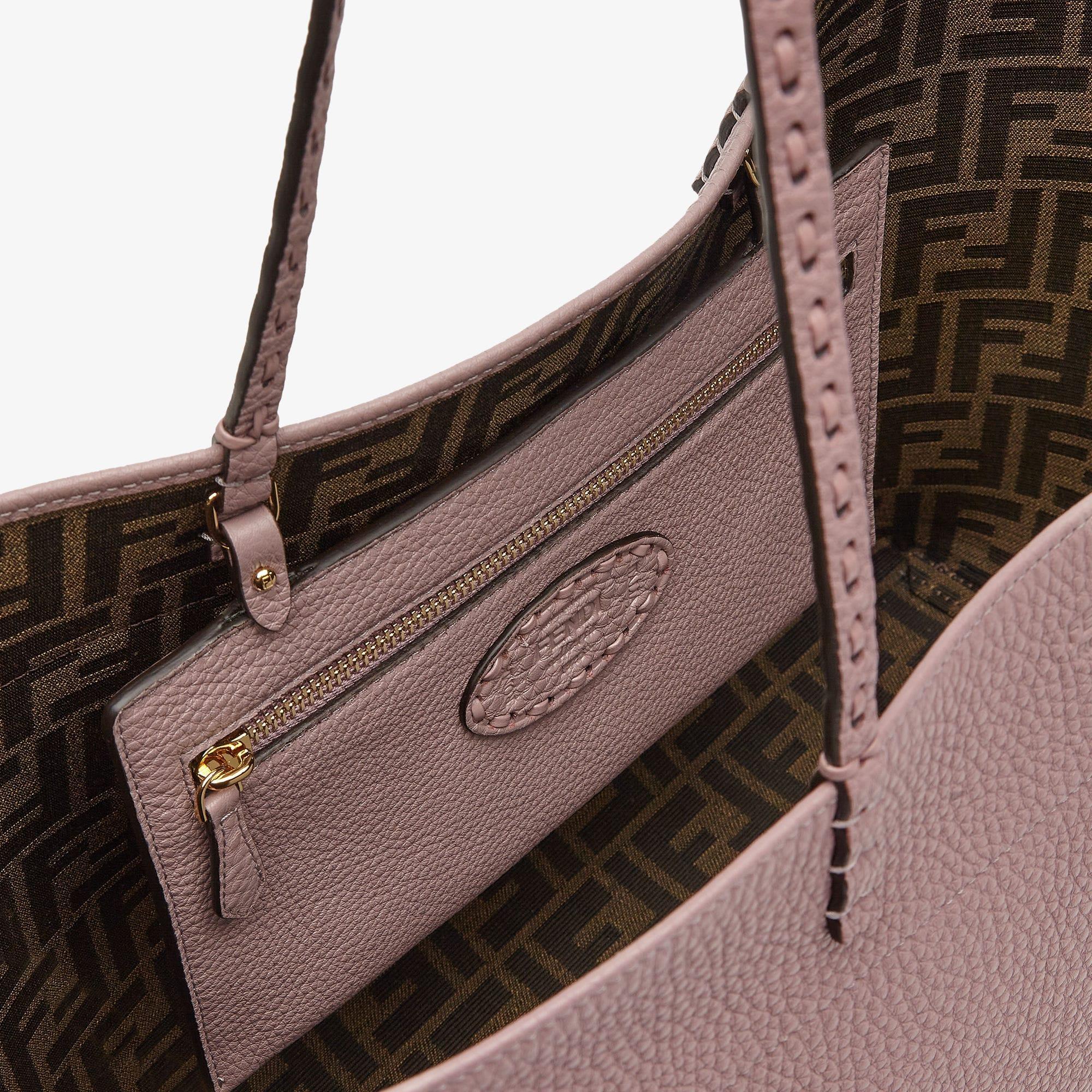 Medium RollMauve pink Selleria shopper with 218 hand-sewn topstitches Product Image