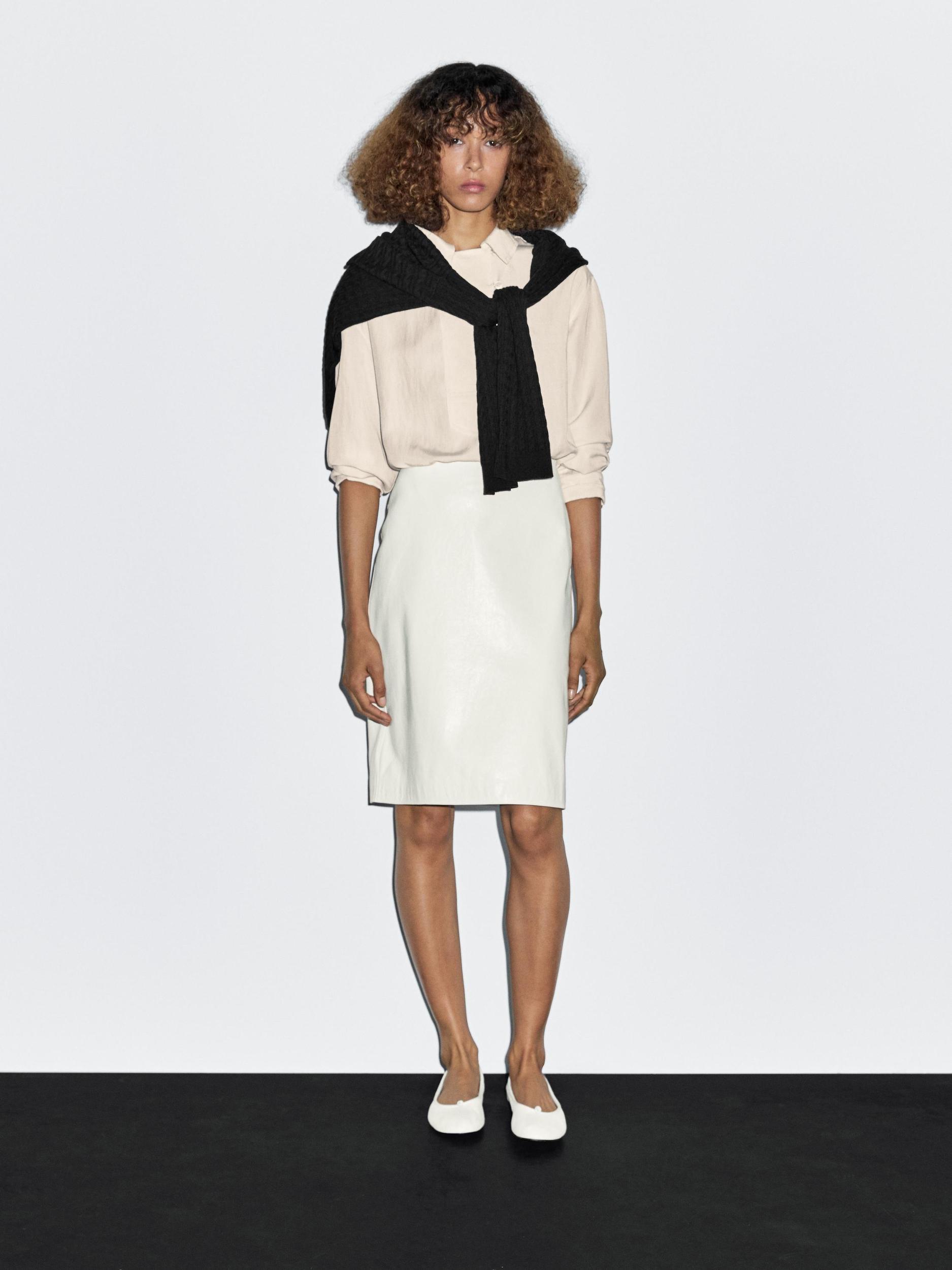 Nappa leather midi skirt Product Image