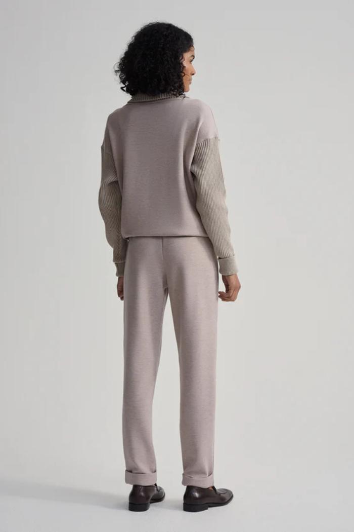Hannah Cowl Neck Sweater- Taupe Marl Product Image