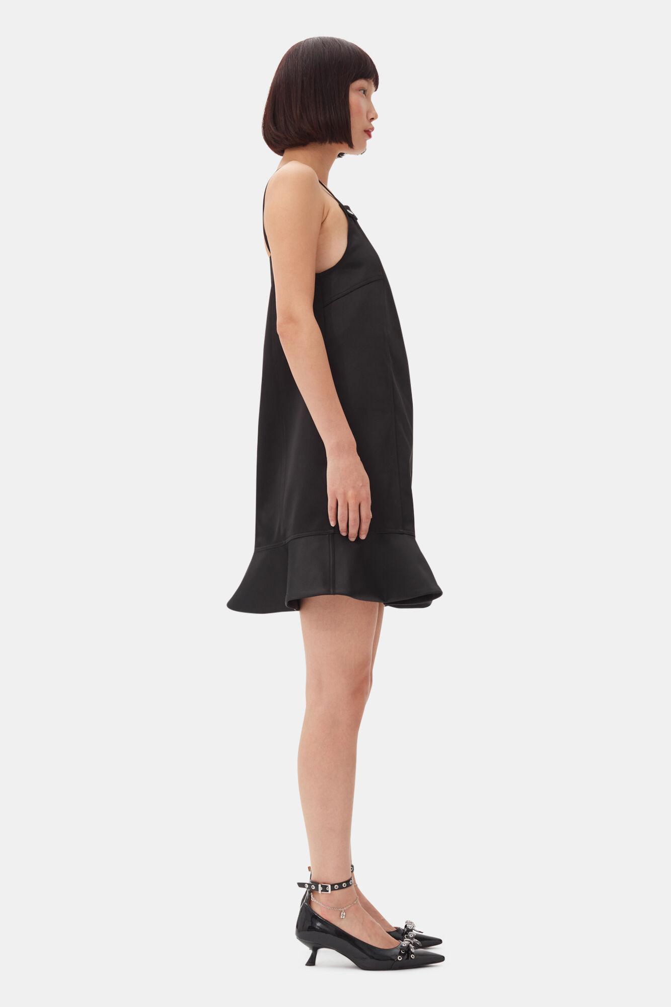 Black Duchesse Satin Mini Dress Product Image