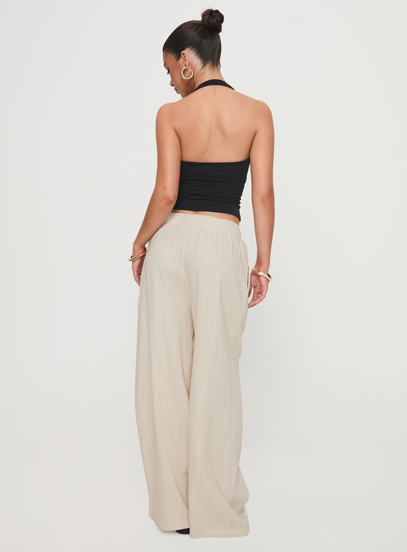Pellegrini Linen Wide Leg Pants Natural Product Image