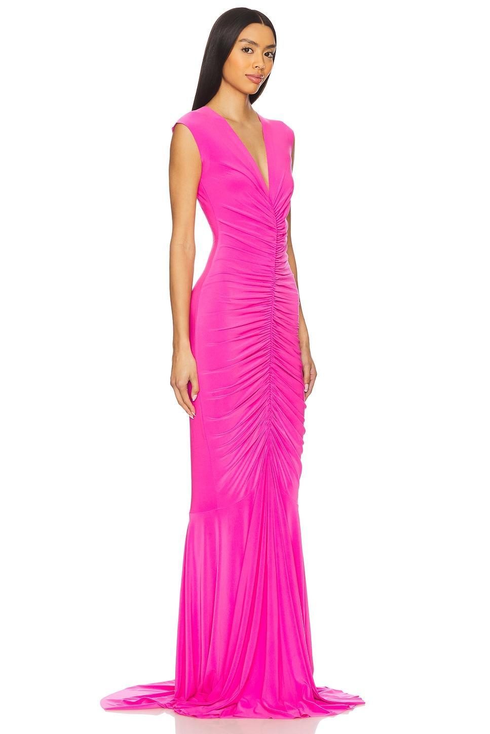 x REVOLVE Sleeveless Deep V Neck Shirred Front Fishtail Gown Norma Kamali Product Image