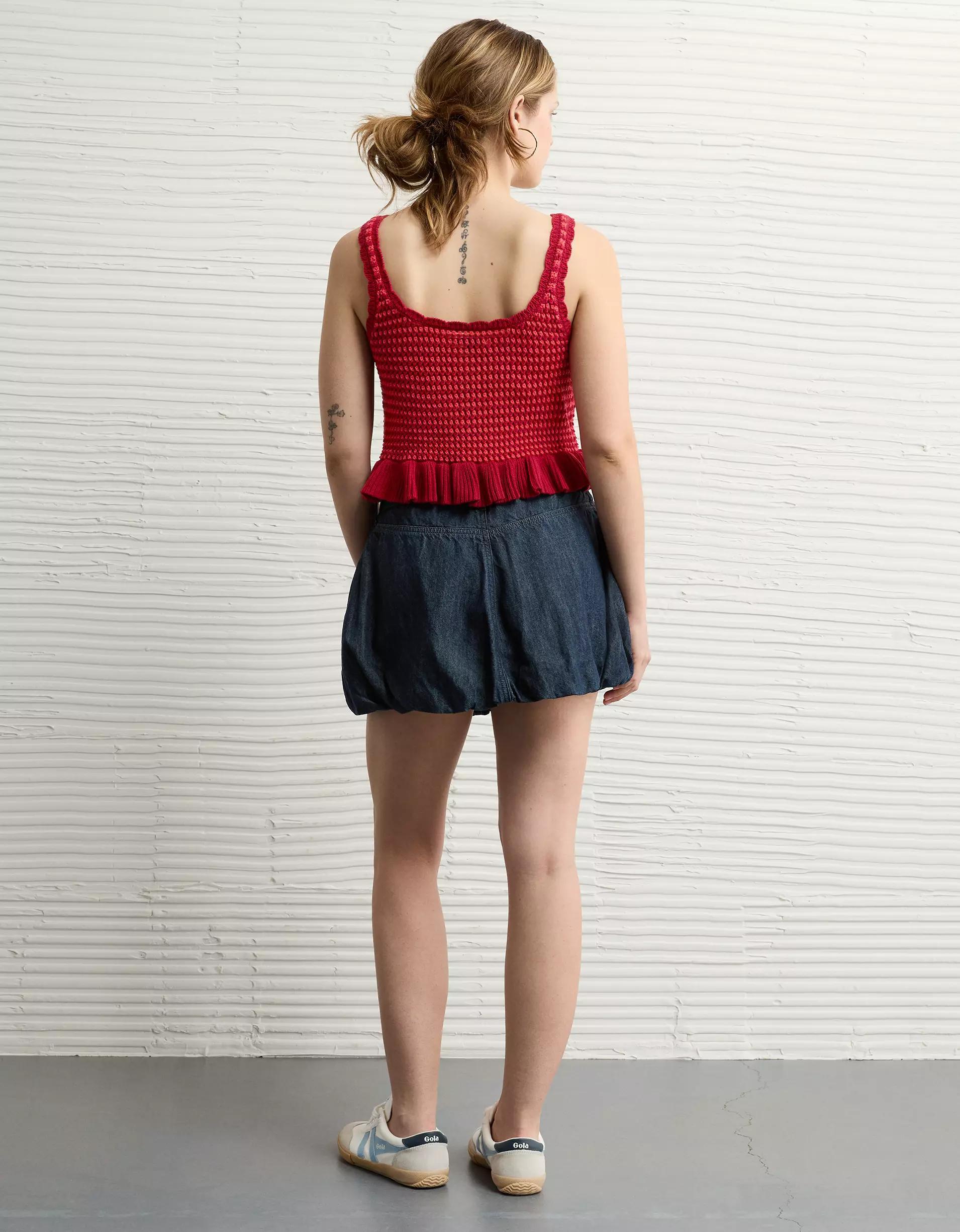 AE Crochet Peplum Tank Top Product Image