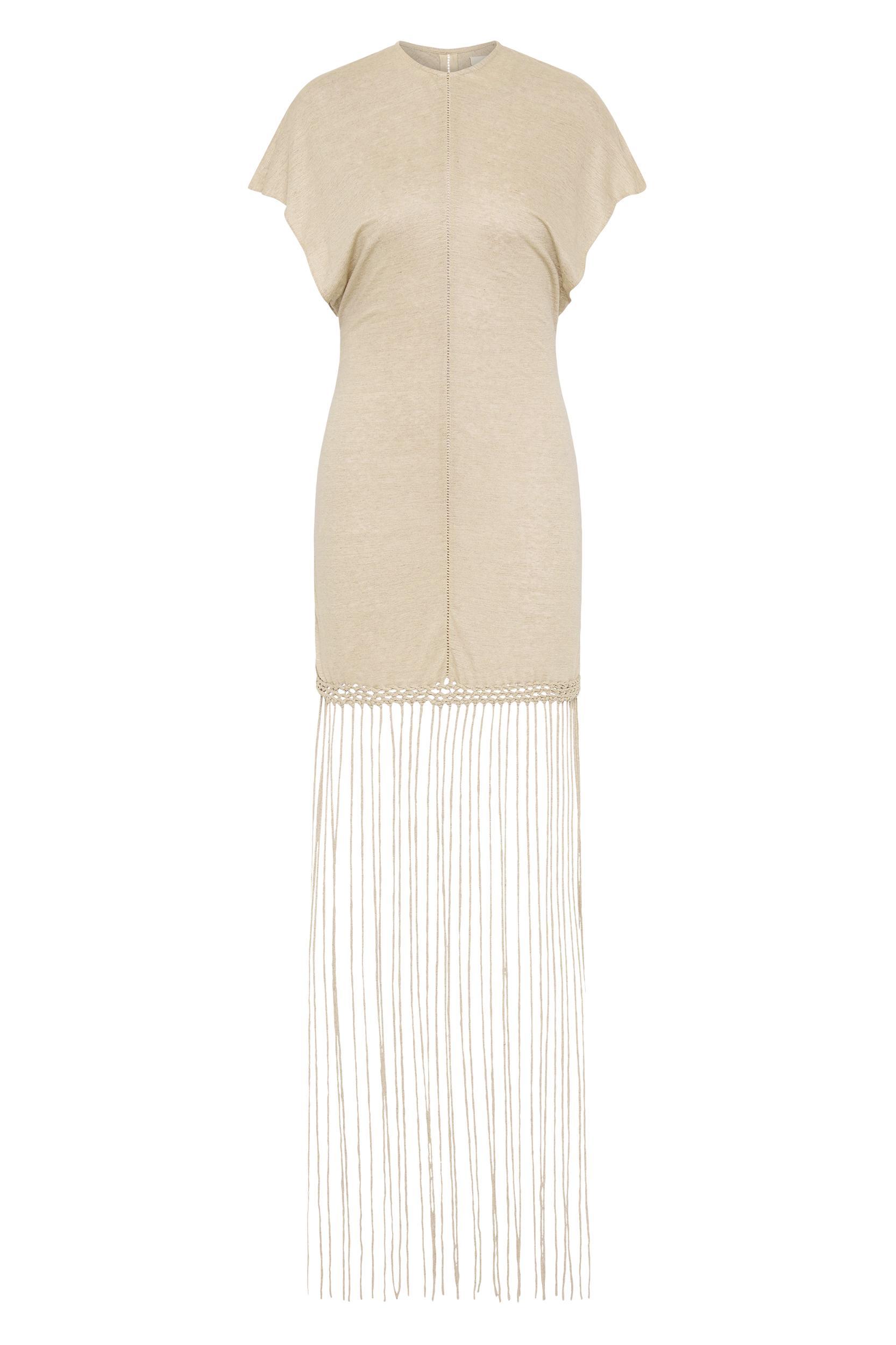 Ines Fringe Dress Oatmeal - Final Sale Product Image