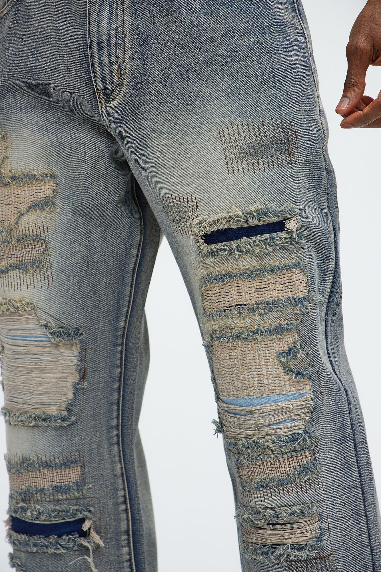 Come Adjust Stitched Straight Jeans - Vintage Blue Wash Product Image