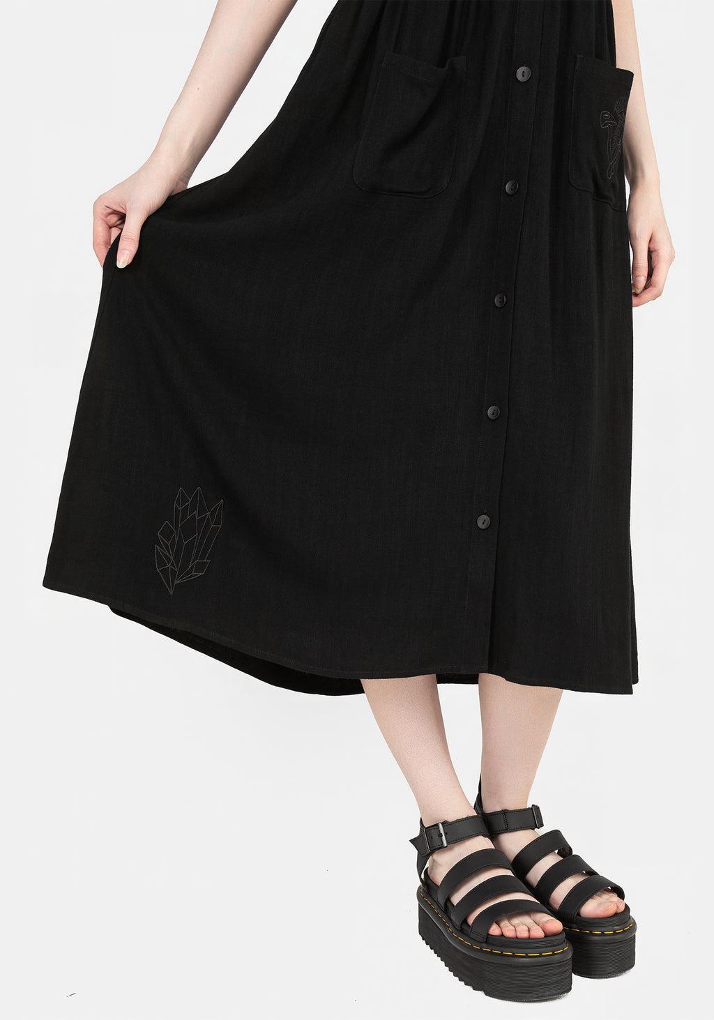 Scutellaria Embroidered Button Up Midi Dress Product Image