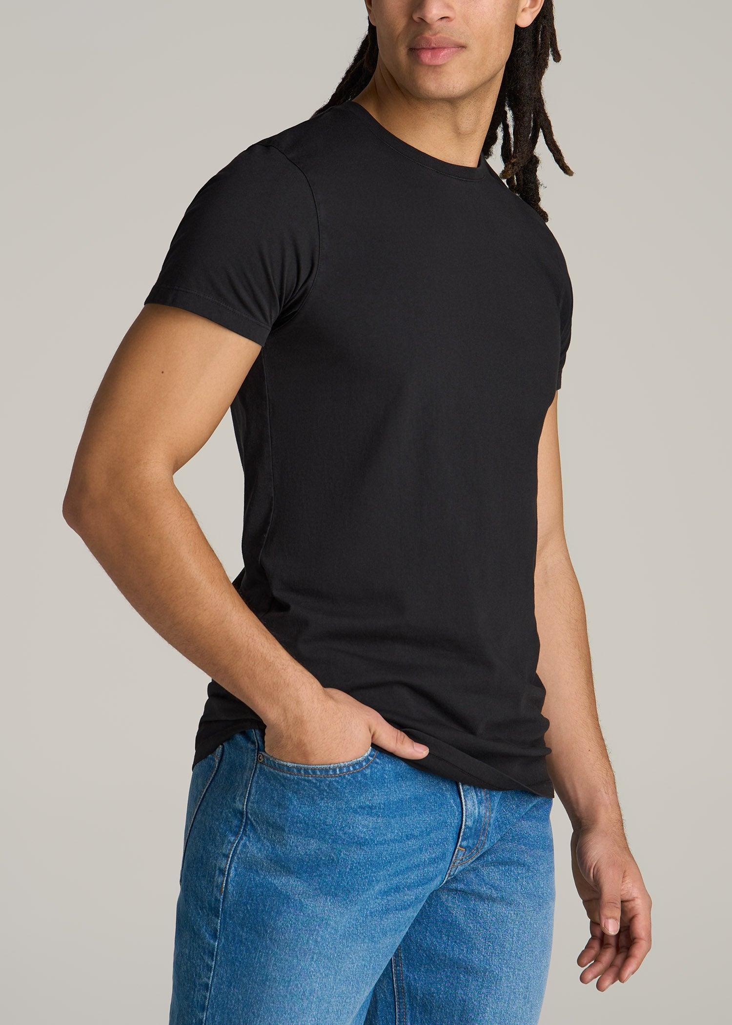 MODERN-FIT Garment Dyed Cotton Men's Tall T-Shirt in Black Product Image