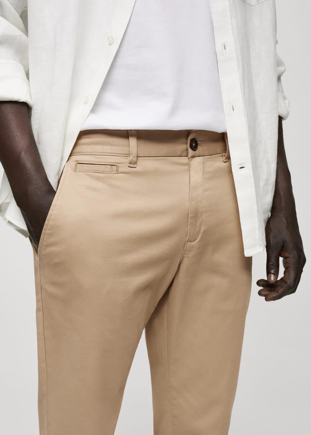 Mango Mens Cotton Tapered Crop Pants Product Image