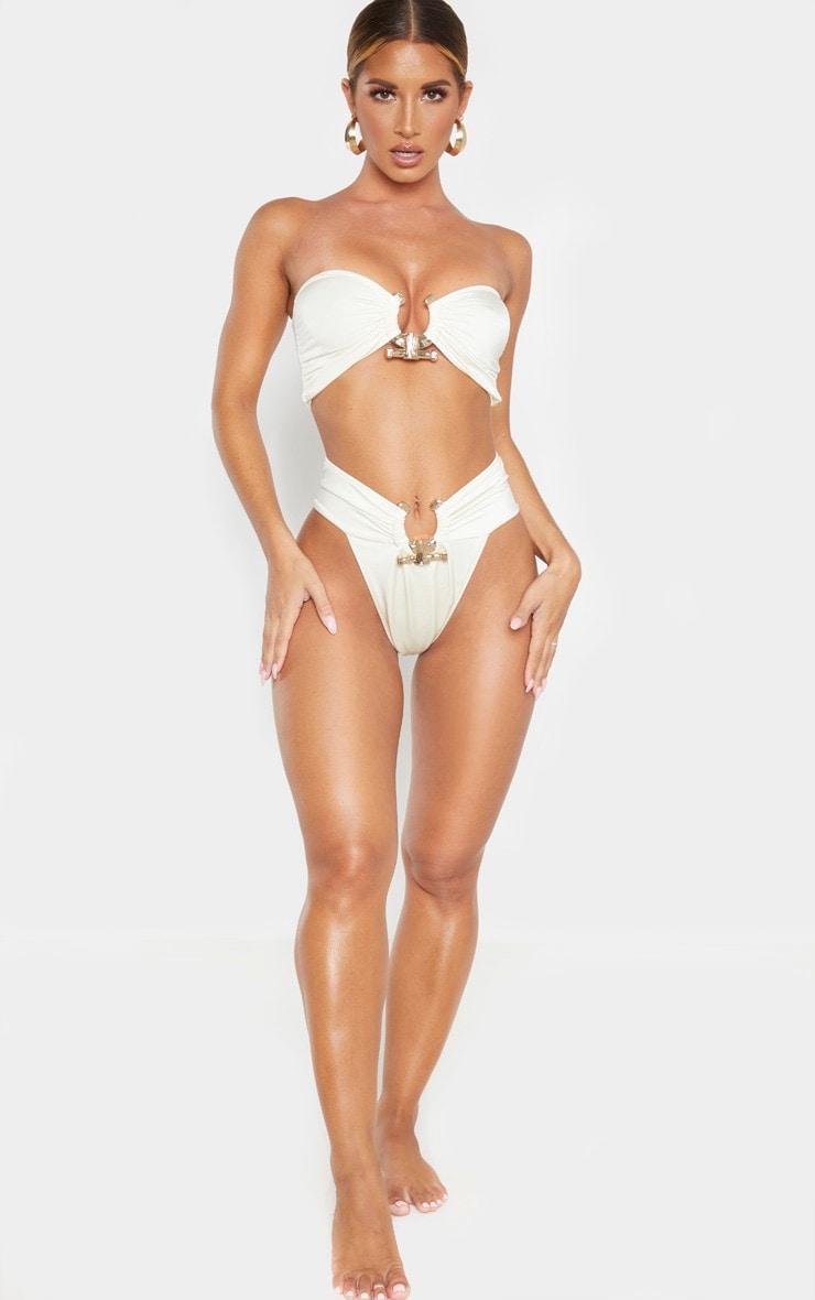 Cream Hammered Trim Bandeau Bikini Top Product Image
