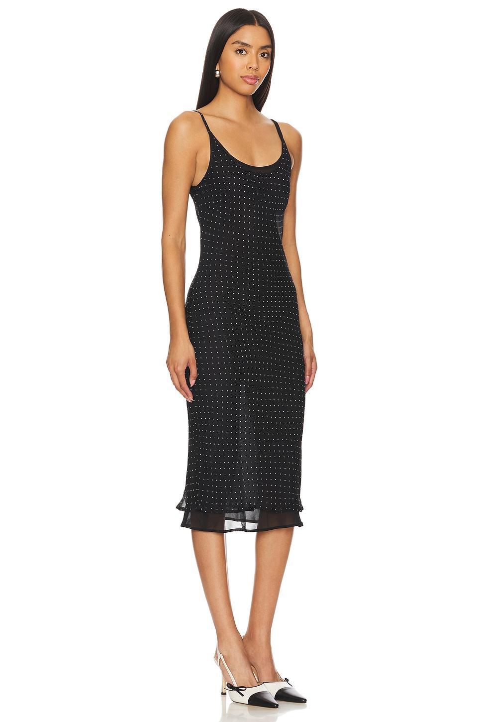 Lovers and Friends Stella Midi Dress in Black Polka Dot Product Image