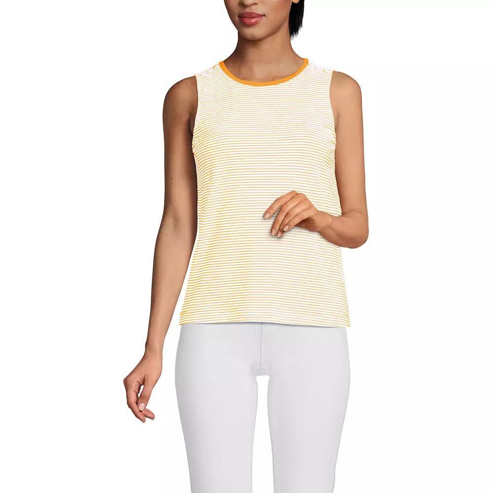 Women's Lands' End Lightweight Jersey Tank Top, Size: Large, Sweet Orange Stripe Product Image