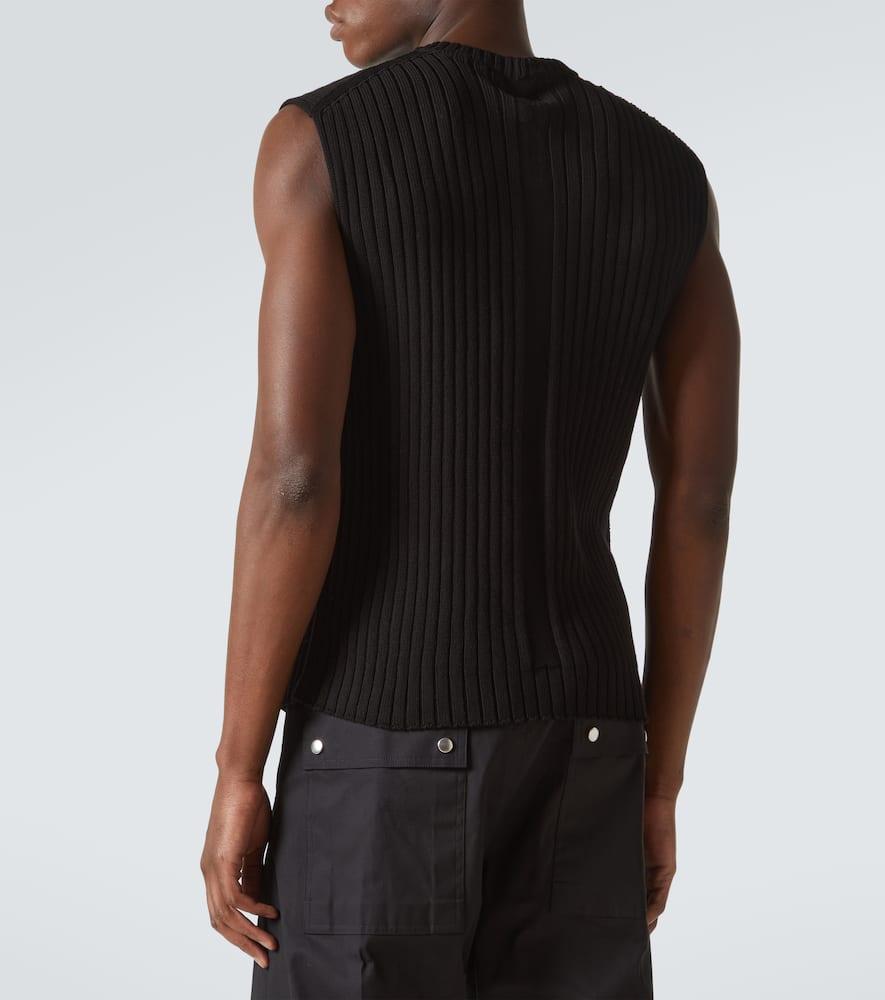RICK OWENS Zip-up Cotton Jersey Vest In Black Product Image