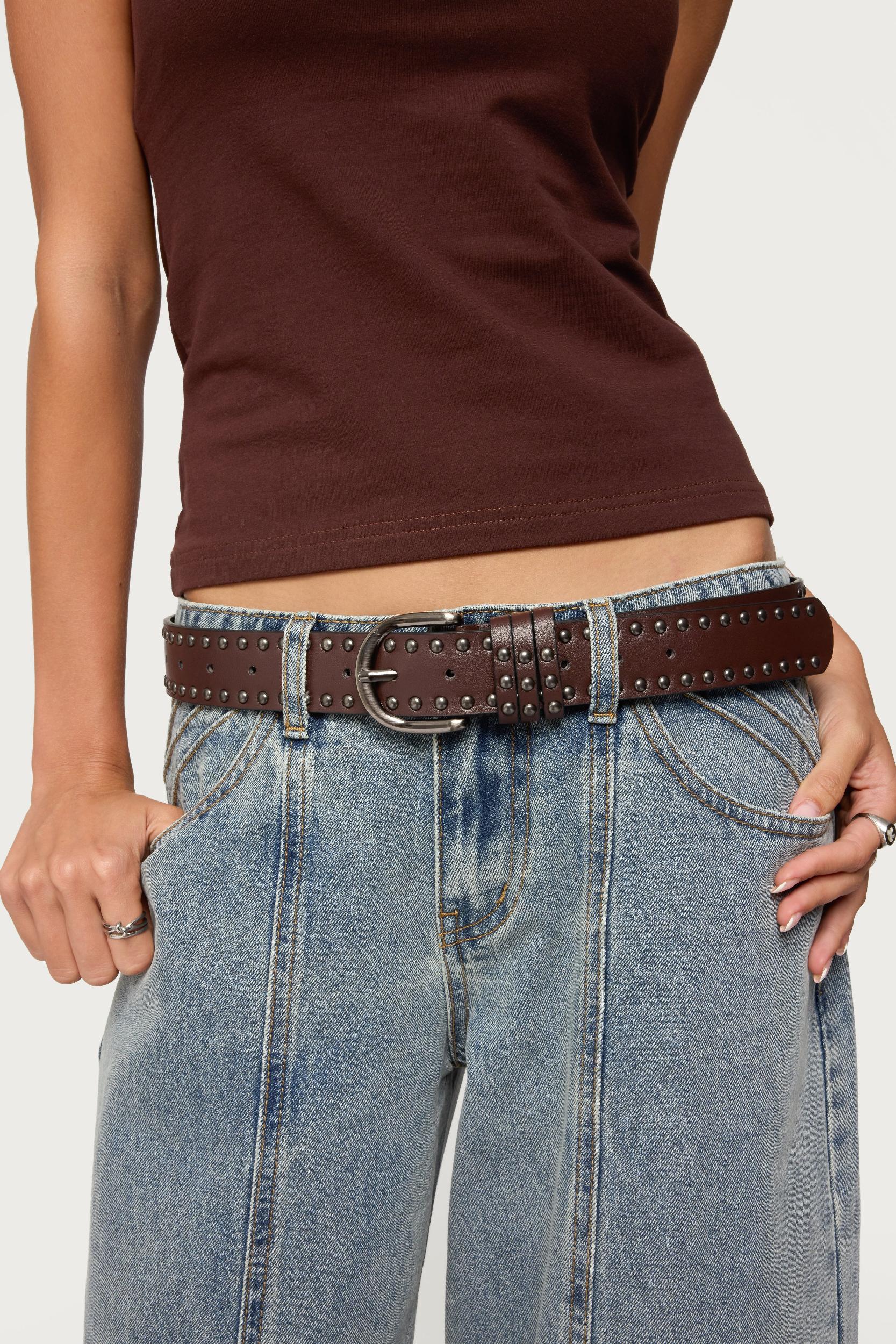 Studded Faux Leather Belt Product Image