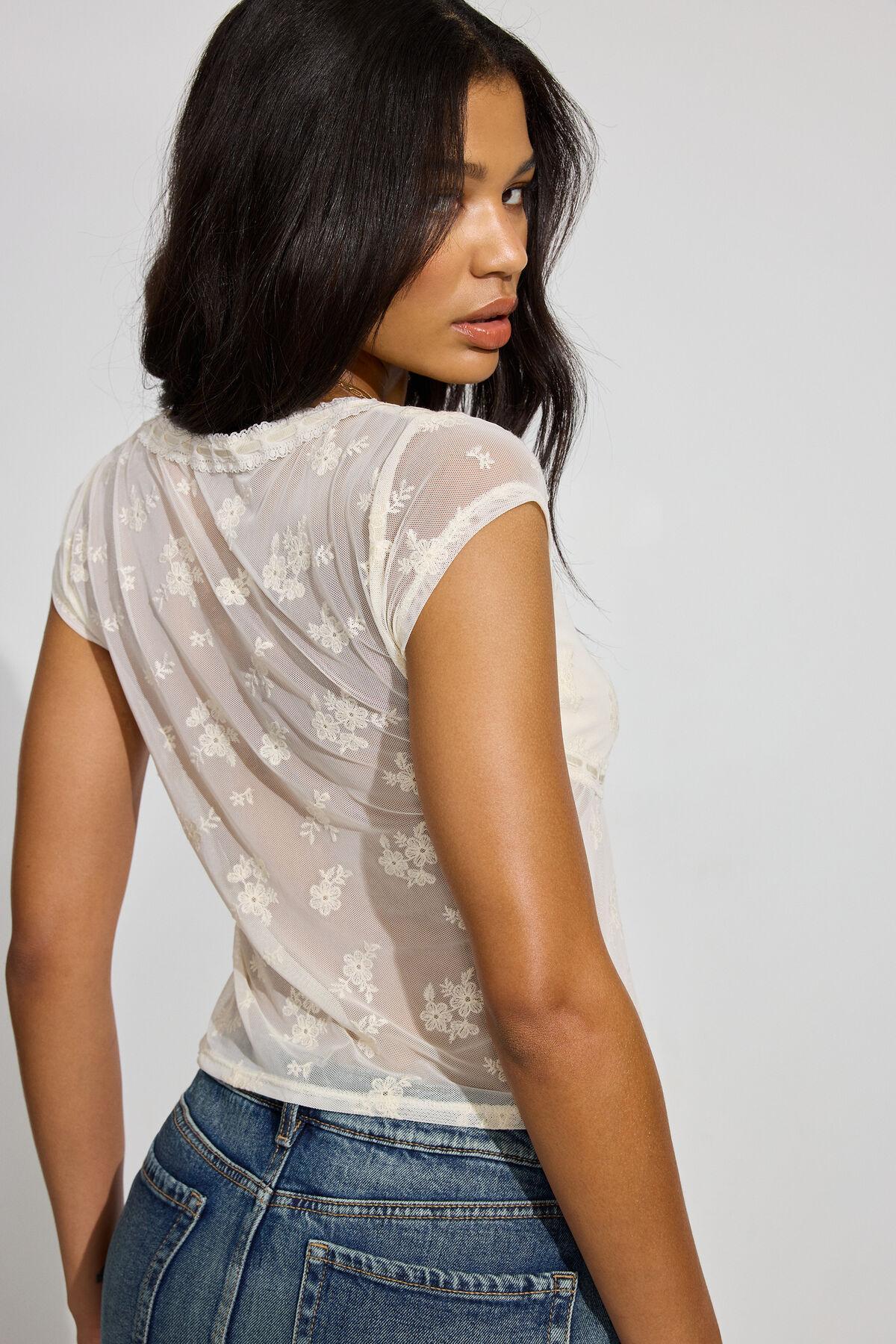 Bubble Lace Off Shoulder Top Product Image