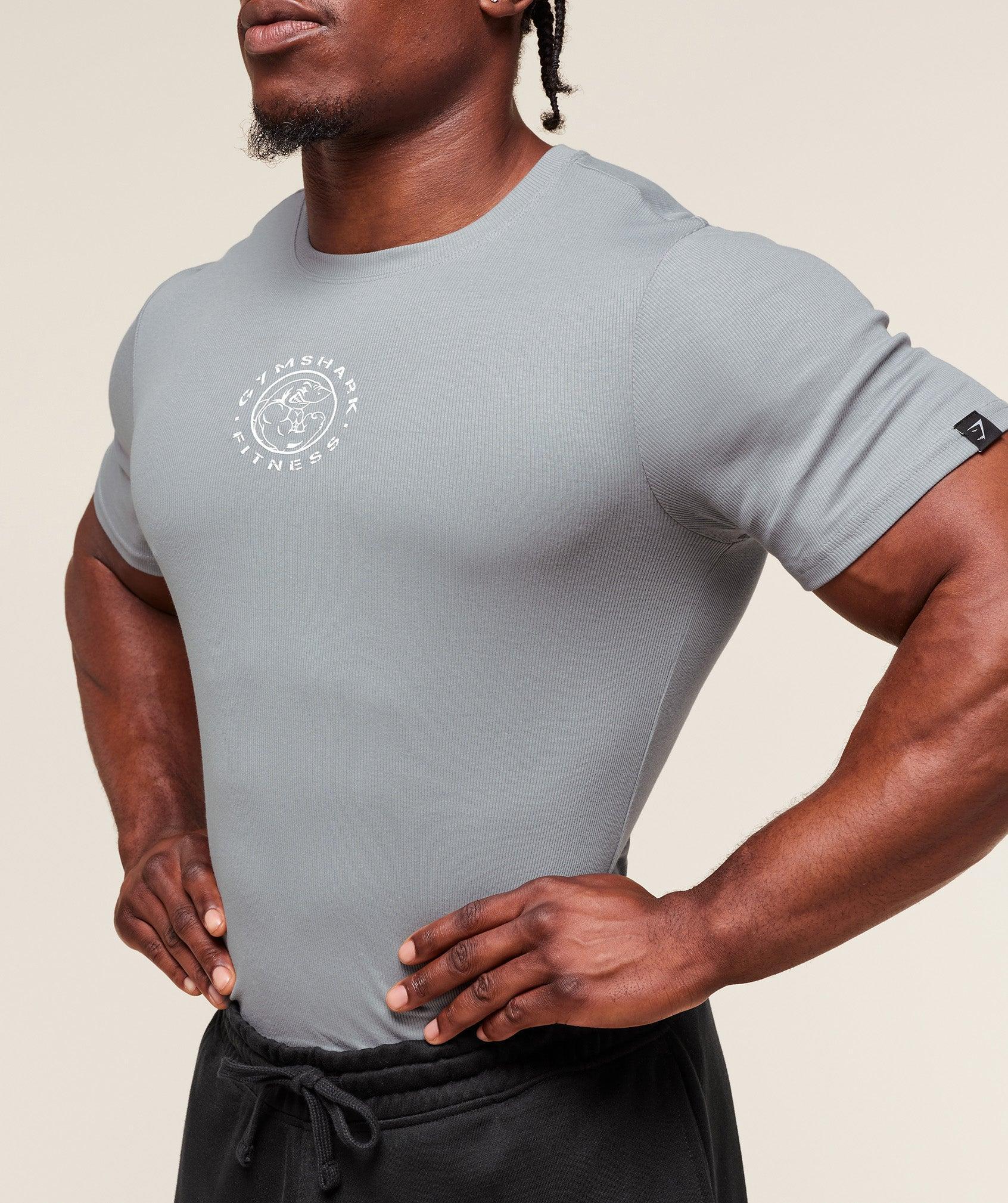 Gymshark Lifting Club Ribbed T-Shirt - Denim Grey Male Product Image