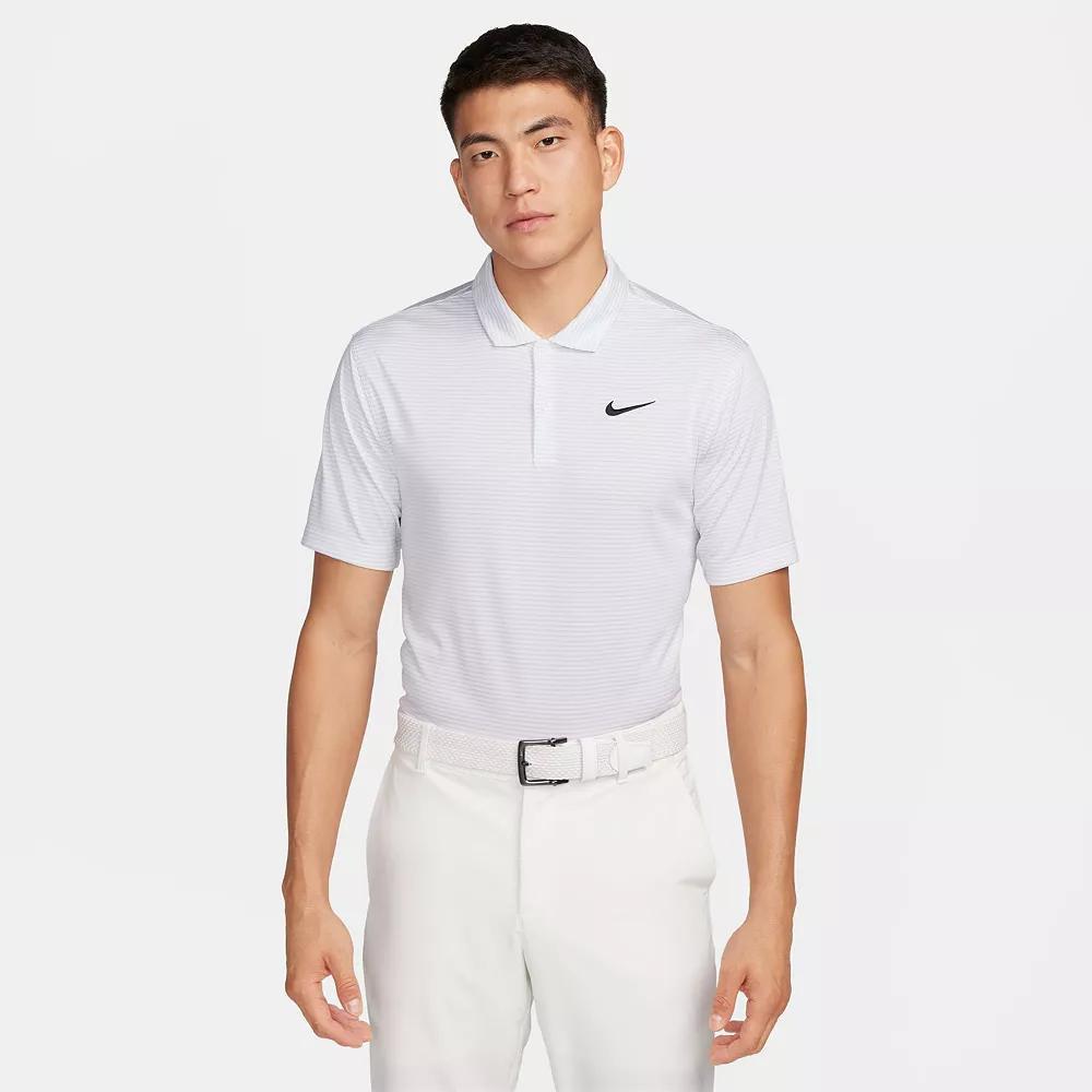 Mens Nike Striped Dri-FIT Golf Polo White White Product Image