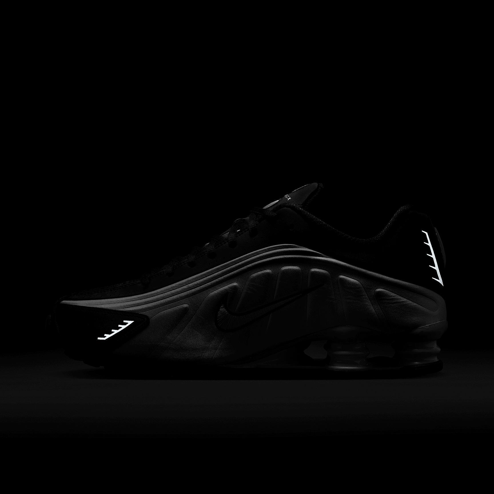 Nike Mens Shox R4 Casual Shoes in Metallic Silver/Black/Psychic Blue Product Image