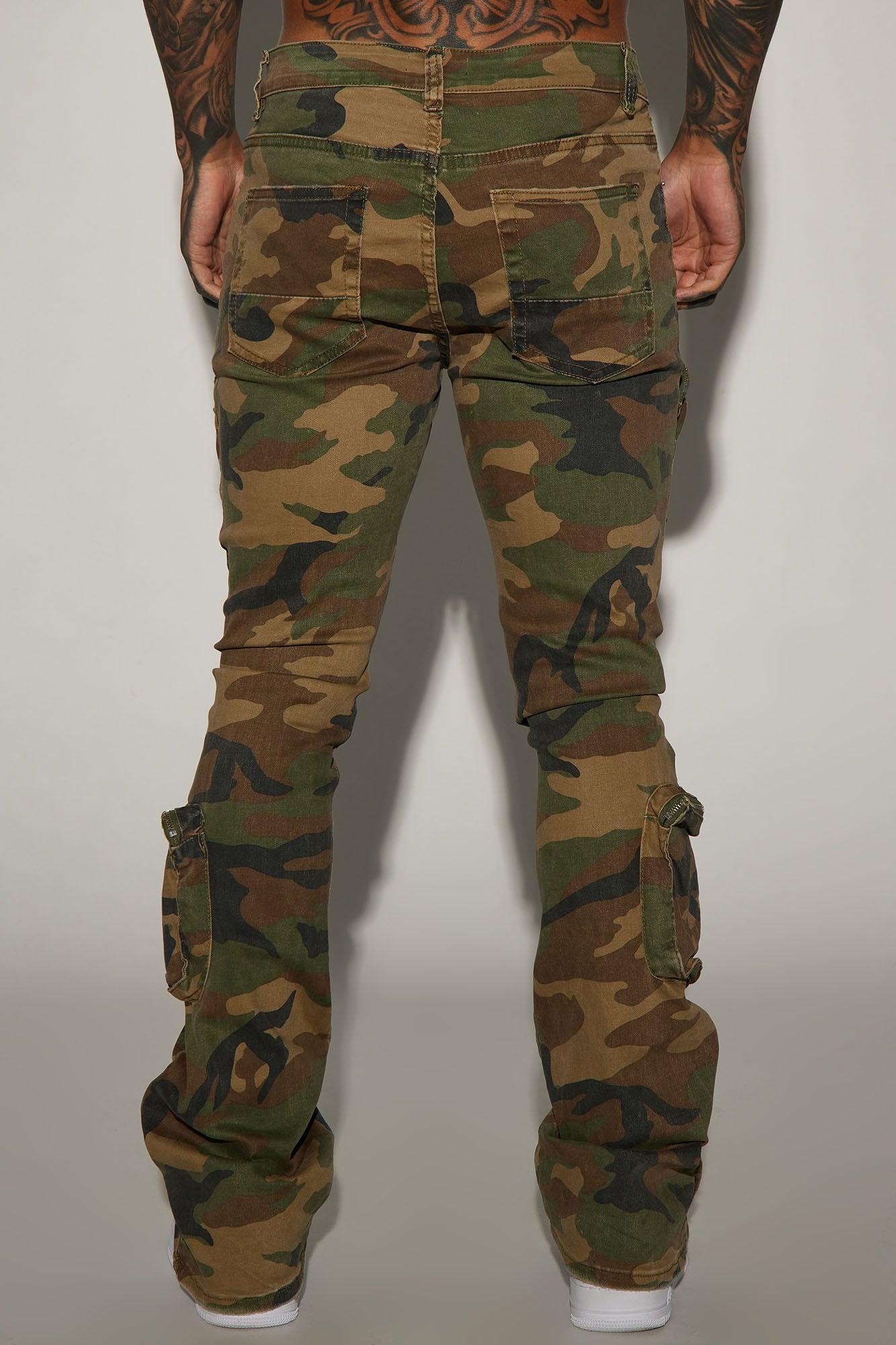 Round Up Stacked Skinny Flare Pants - Camouflage Product Image