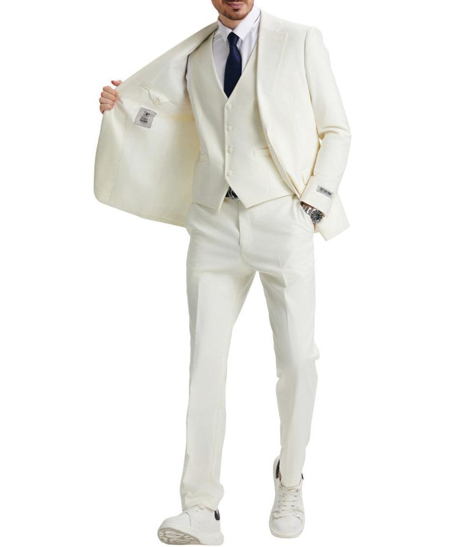 Stacy Adams - 3 Piece Hybrid Fit Suit in Ivory Product Image