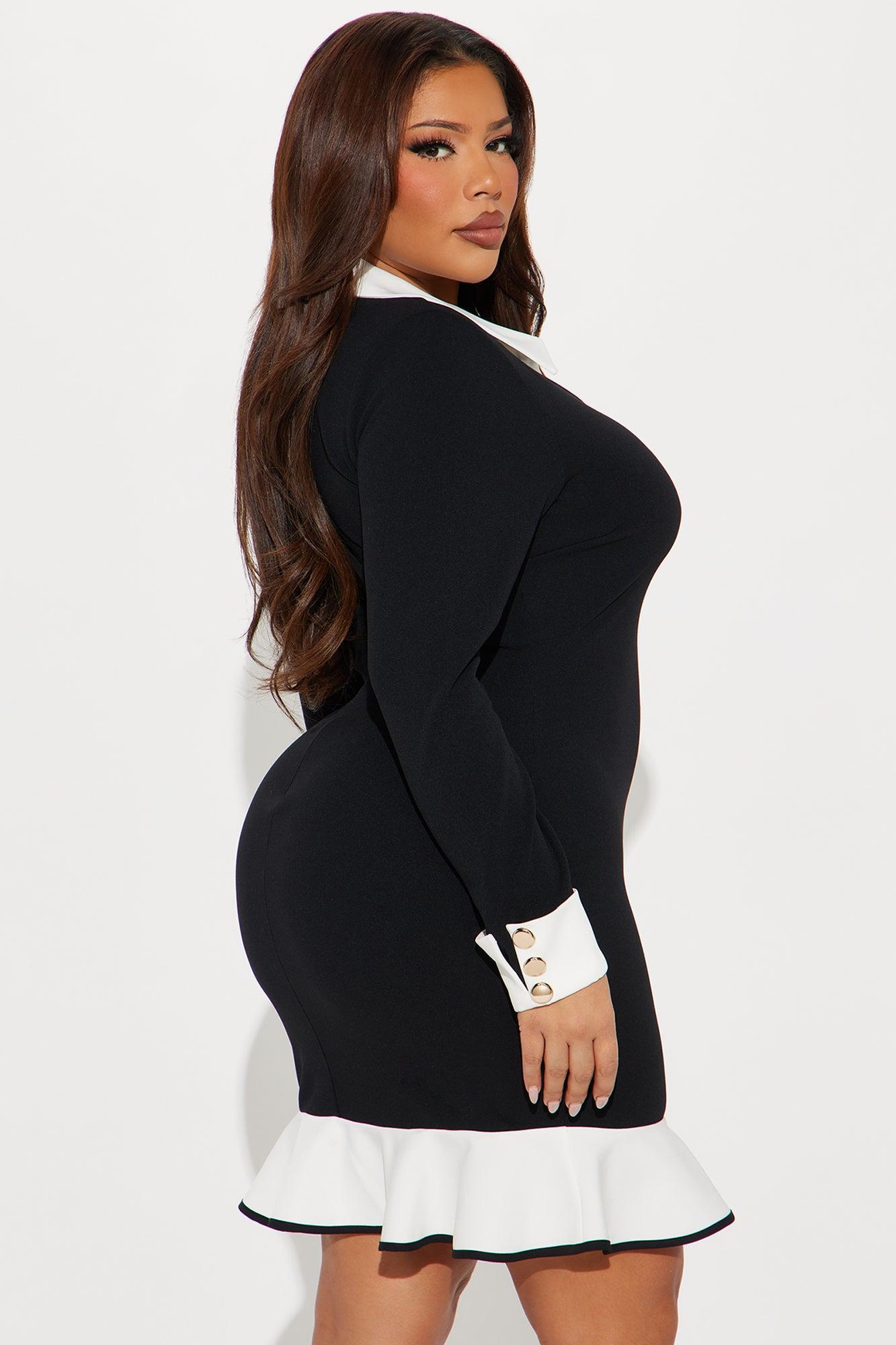 Sophisticated Appeal Collared Mini Dress - Black/combo Product Image