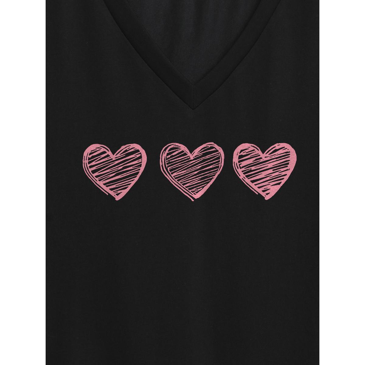 Plus Size Be Kind Pattern Crewneck T-Shirt Black Women Non Positive slogan V-neck Everyday-Casual T-shirts BloomChic 28/5X Product Image